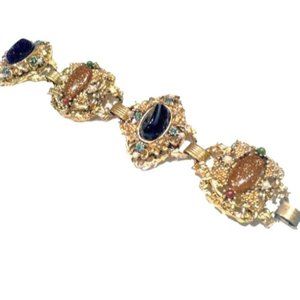 Wonderful Victorian Art Nouveau Bracelet Book Chain Link Vintage Costume Jewelry